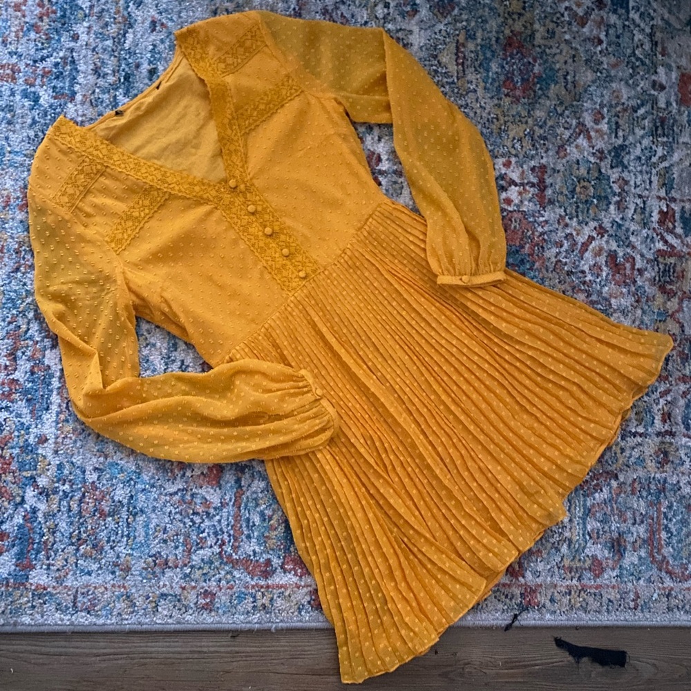 Zara Boho Dress in Mustard Yellow